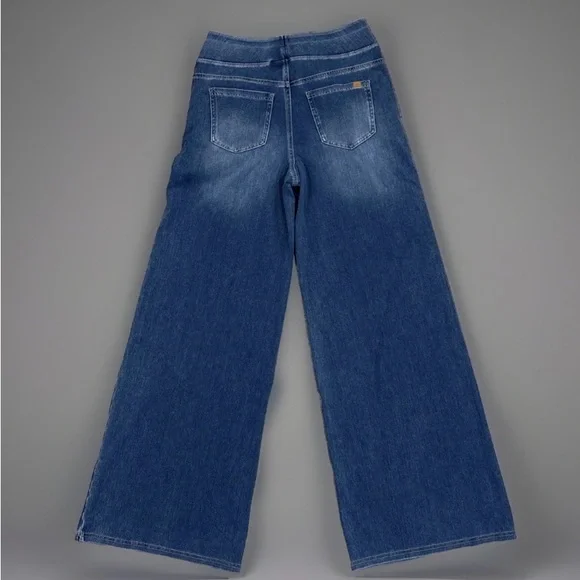 Halara High-Waisted Wide Leg Flex Denim Jeans Medium Wash Blue Size S Regular - Picture 2 of 11